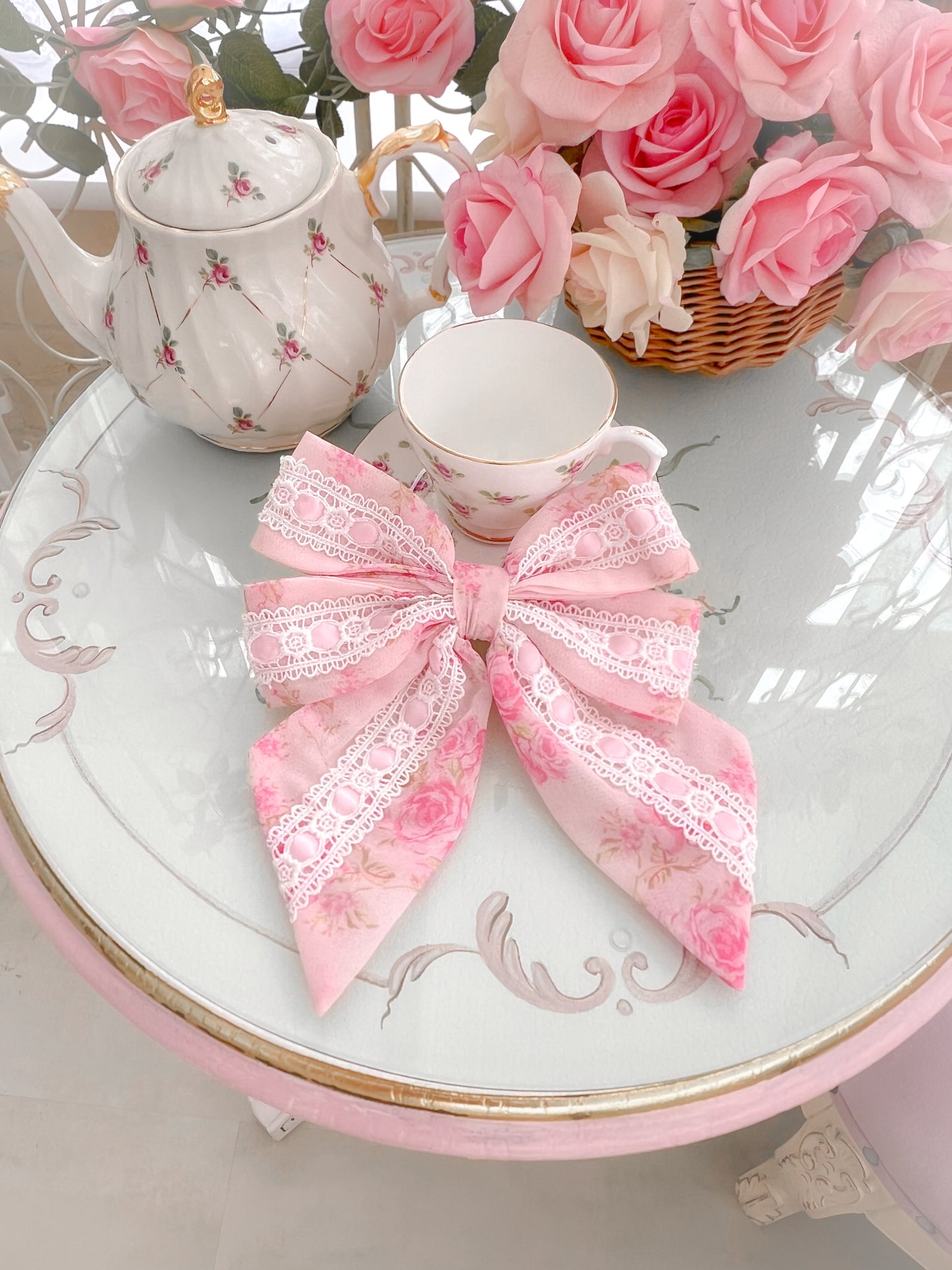 Rosanna Pink Rose Floral Hair Bow