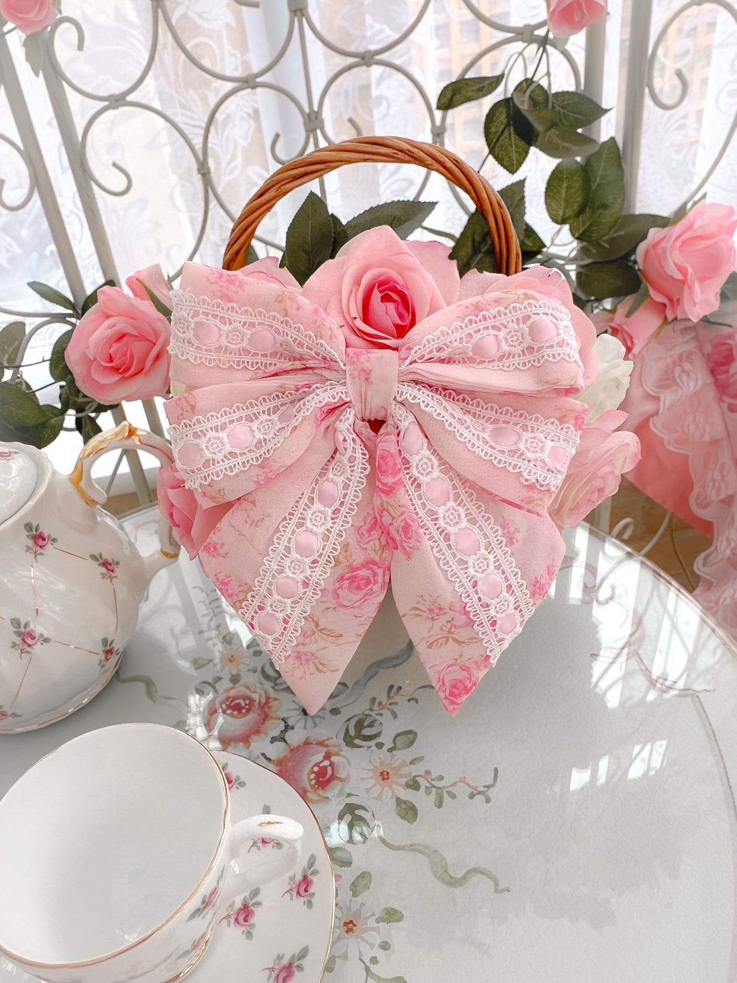 Rosanna Pink Rose Floral Hair Bow