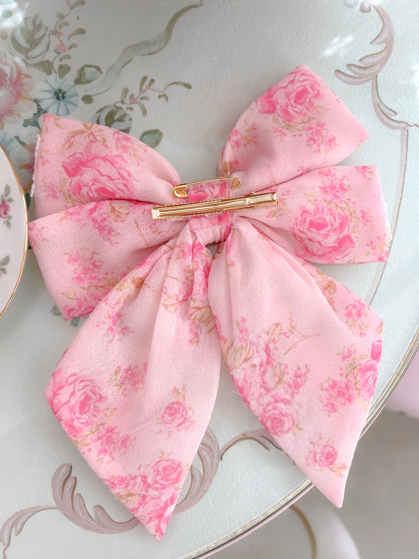 Rosanna Pink Rose Floral Hair Bow