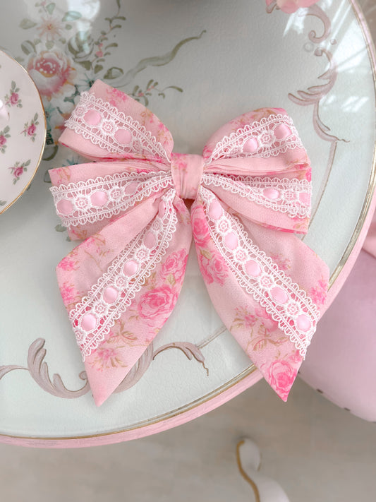 Rosanna Pink Rose Floral Hair Bow