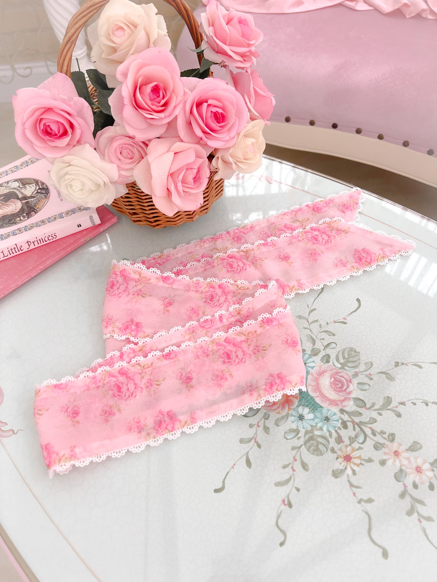 Ribbon Bandeau - Pink Rose Floral