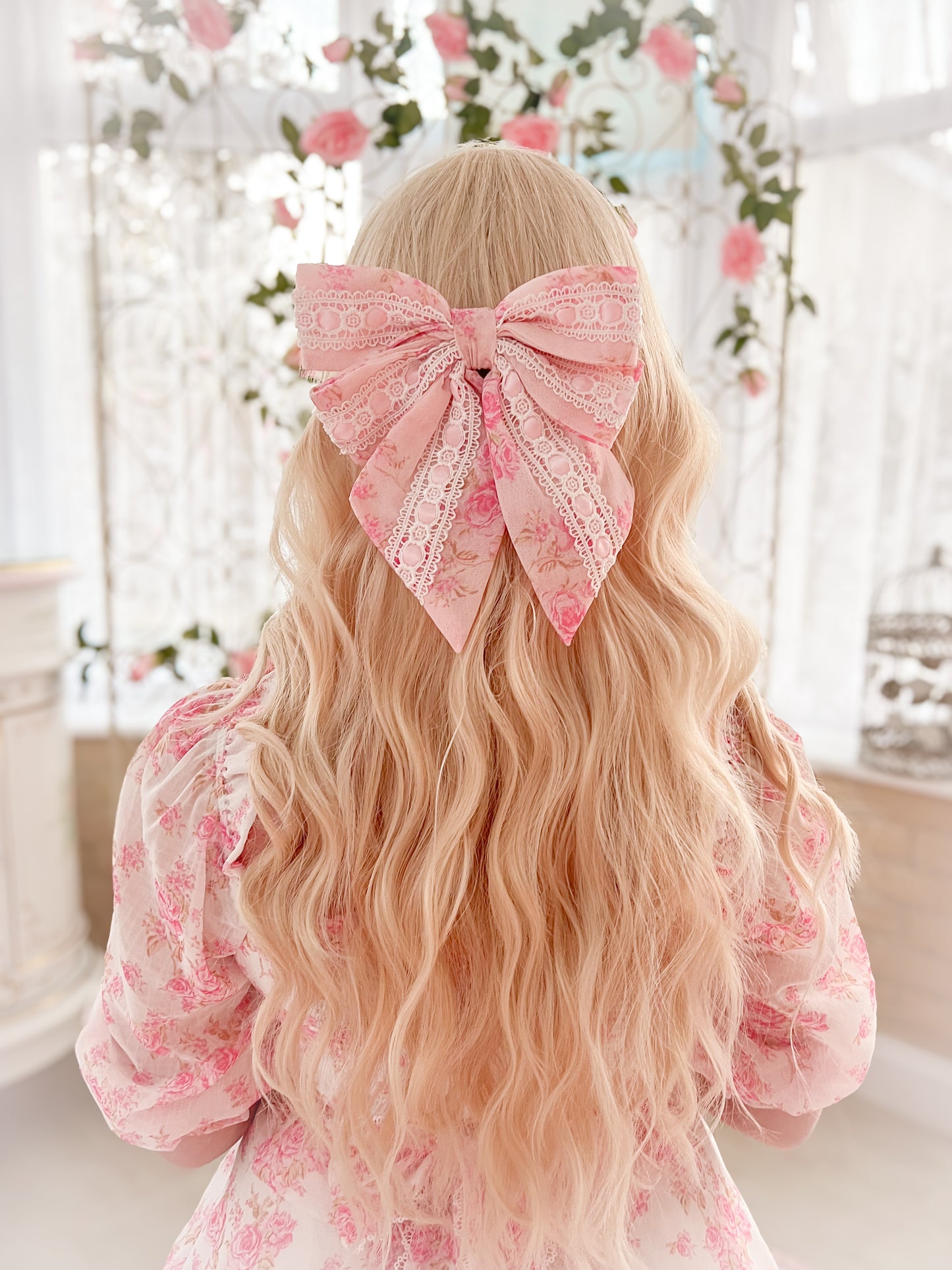 Rosanna Pink Rose Floral Hair Bow